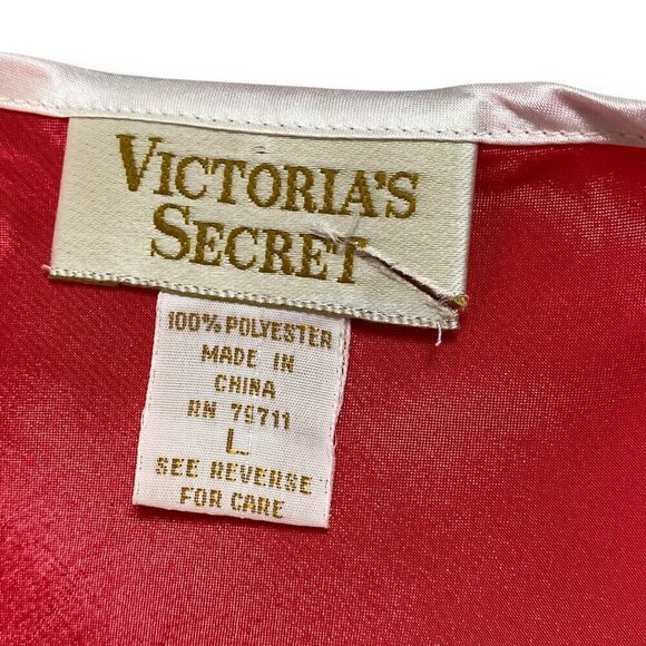 VTG Victoria's Secret Slip Dress Sz L Pink/Purple Satin Lingerie Negligée 90s - Picture 10 of 13